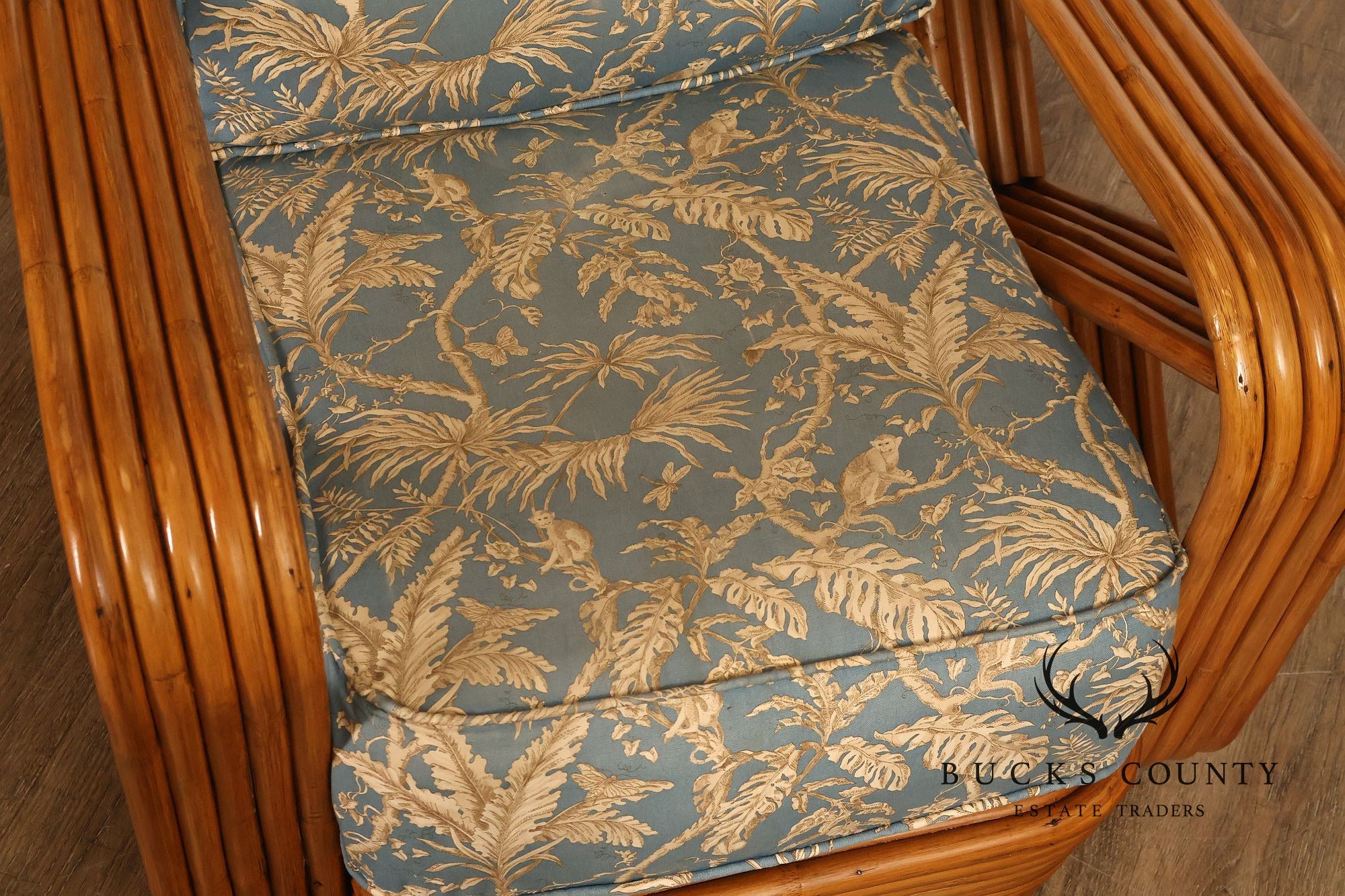 Paul Frankl Pair Of Pretzel Rattan Lounge Chairs