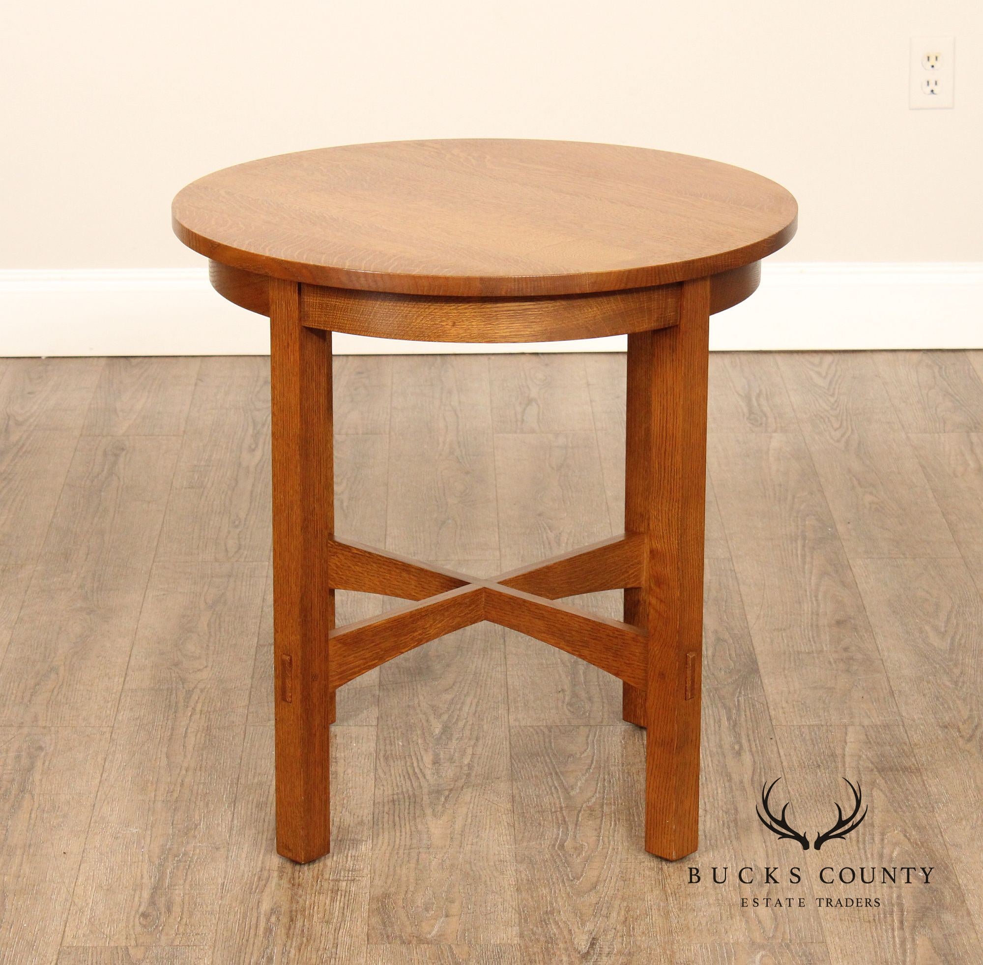 Stickley Mission Collection Oak Round Lamp Table