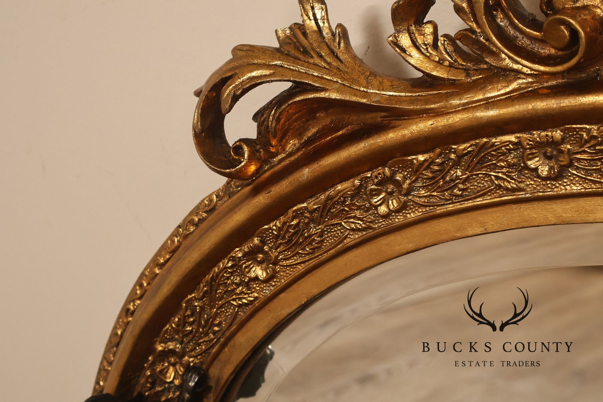 Italian Renaissance Style Cherub Mounted Oval Mirror