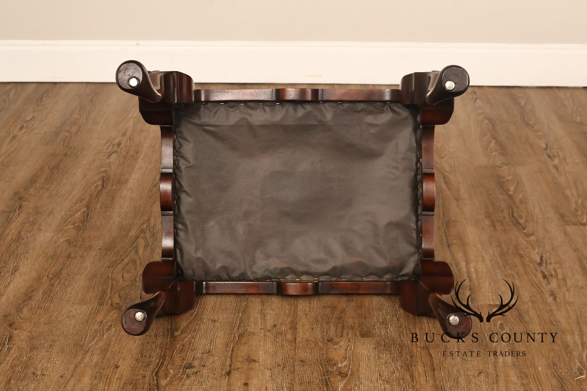 Smith & Watson Georgian Style Carved Mahogany Upholstered Stool