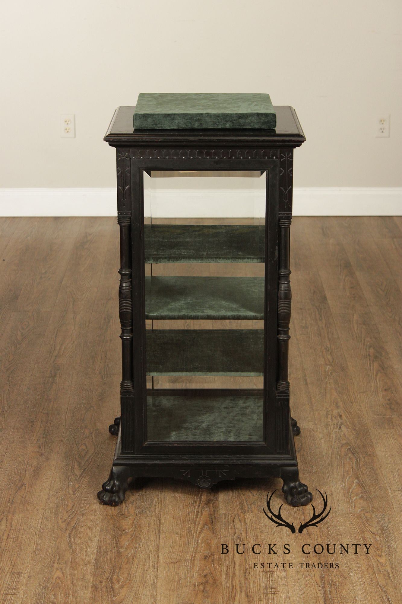 Antique Aesthetic Ebonized Jewelers Display Cabinet