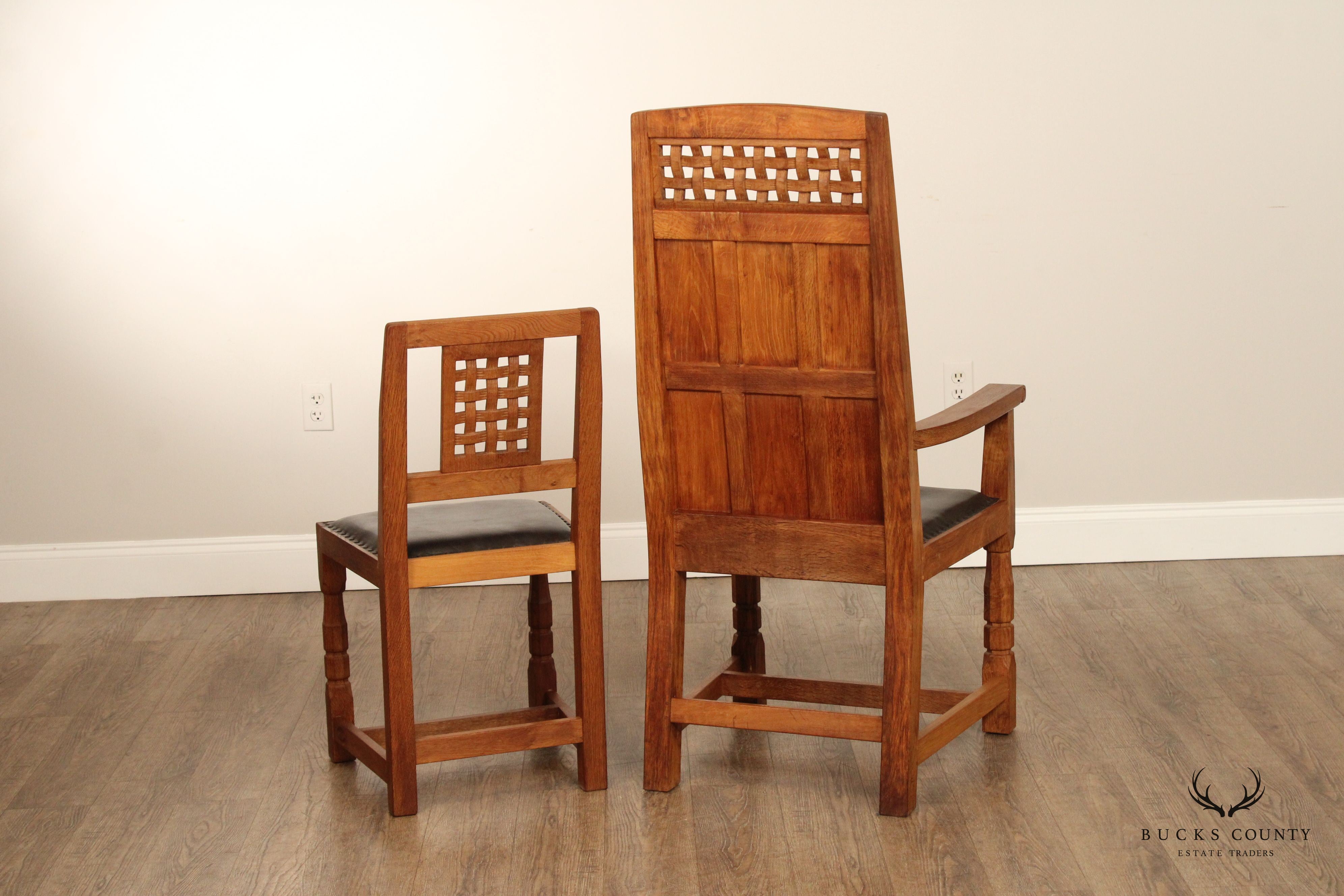 Derek Slater Fishman Arts & Crafts Style Set of Six Dining Chairs