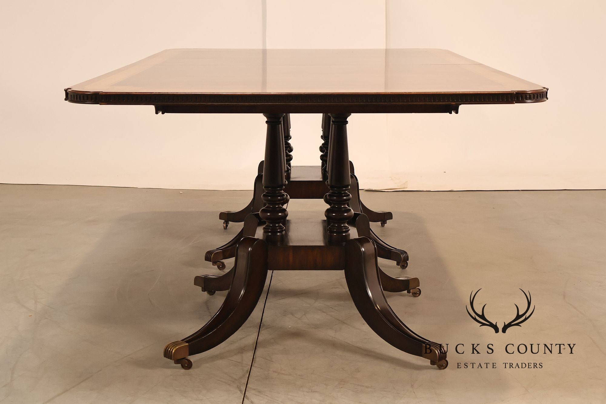 Maitland Smith Greek Key Mahogany & Satinwood Banded Dining Table