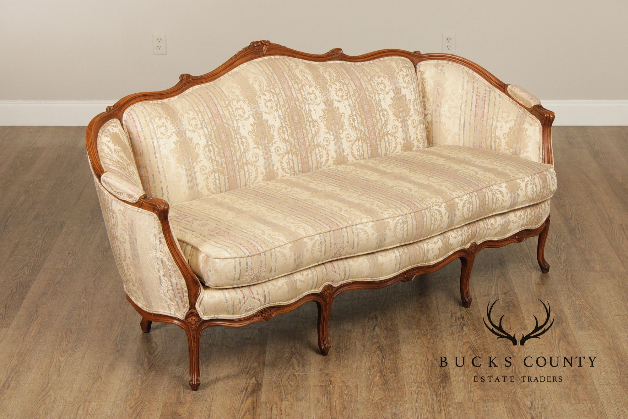 French Louis XV Style Carved Frame Sofa