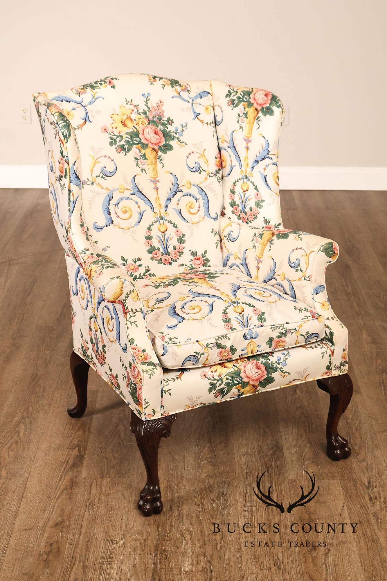 Georgian Style Upholstered Wing Chair