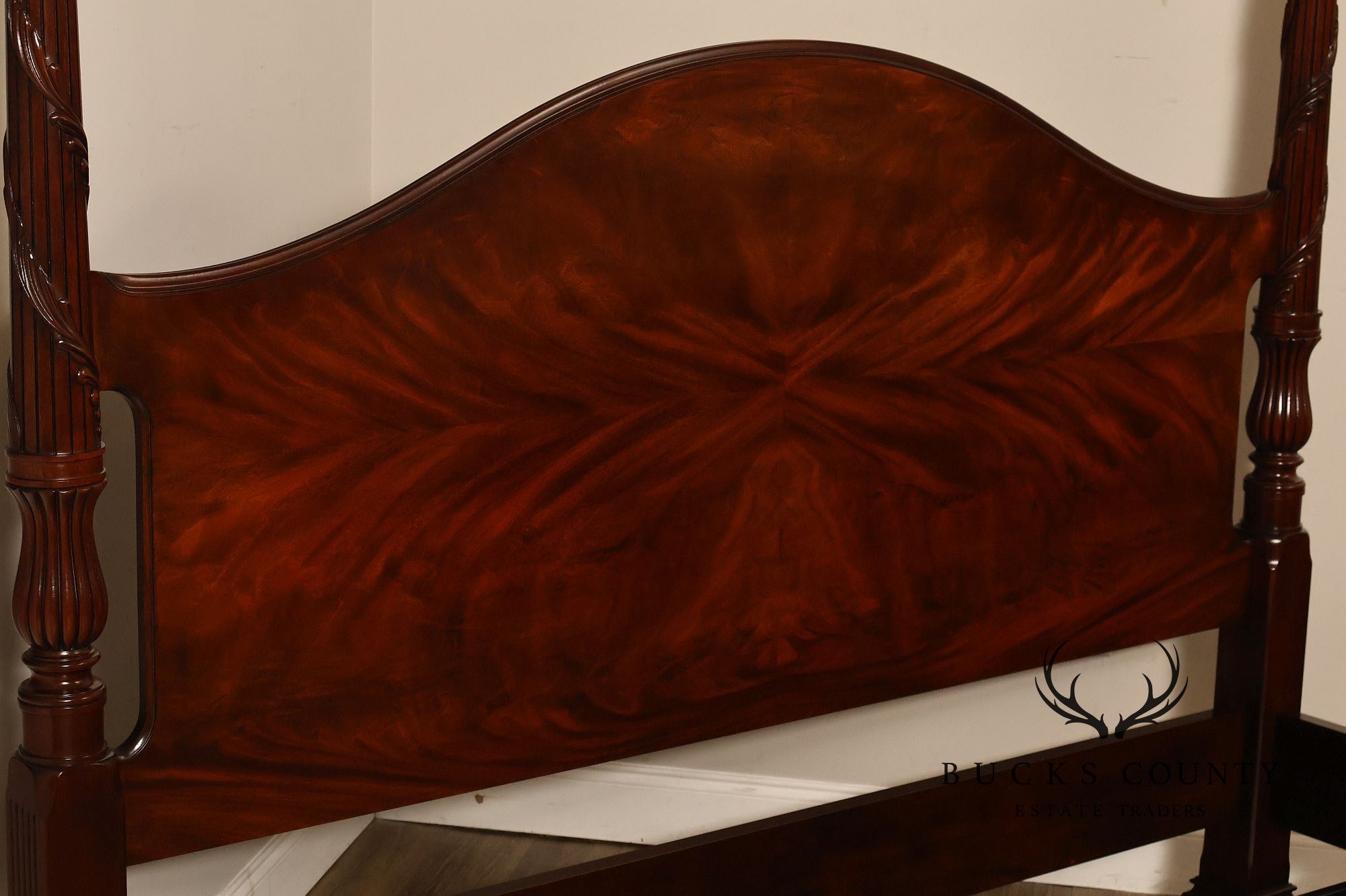 Henkel Harris Carved Mahogany King Poster Bed