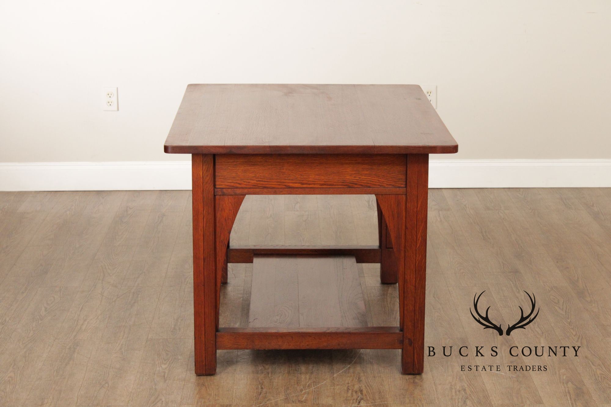 Limbert Mission Oak Two-Drawer Library Table