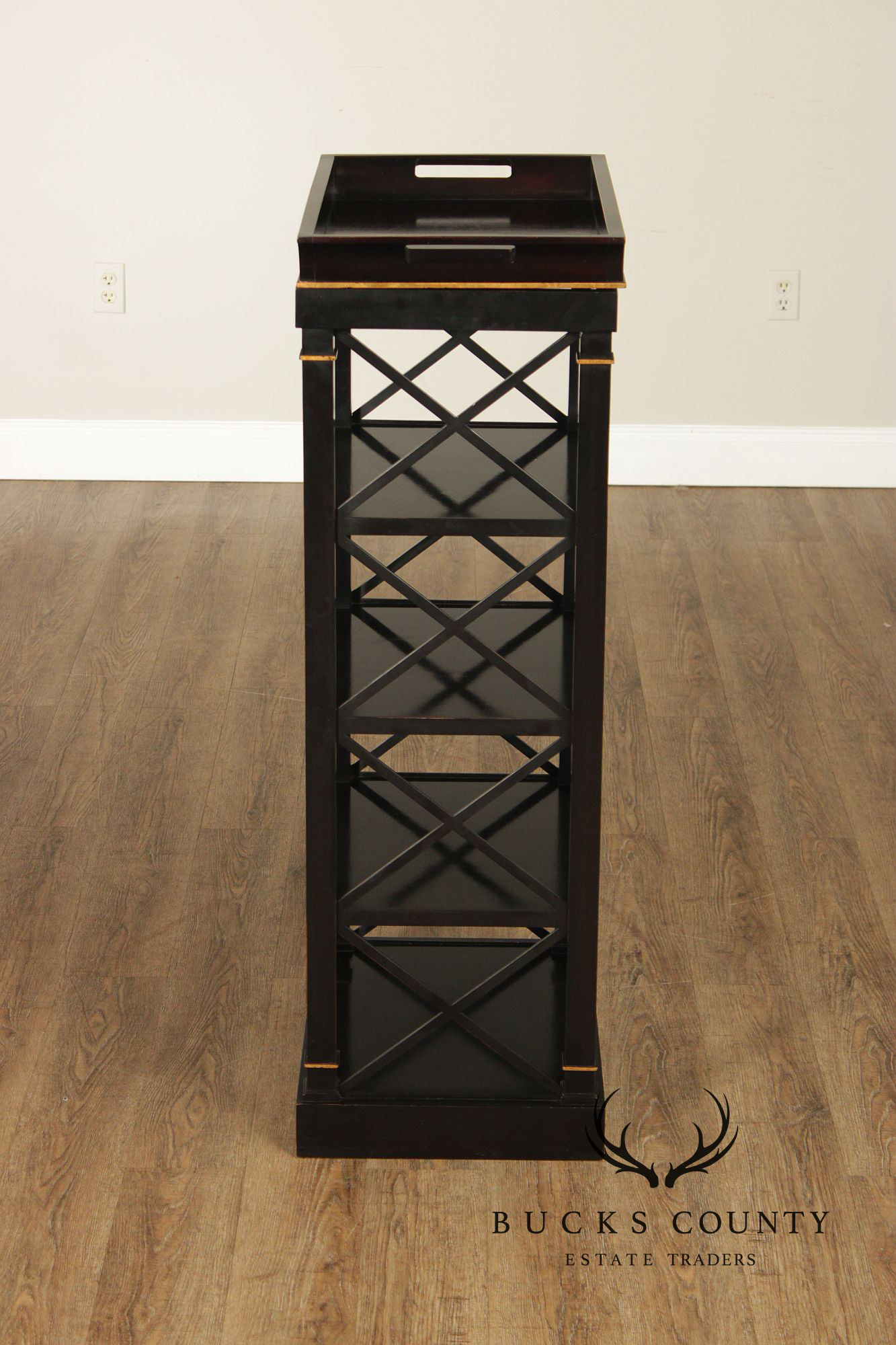 Baker Furniture Neoclassical Style Pair of Tray Top Bookcases