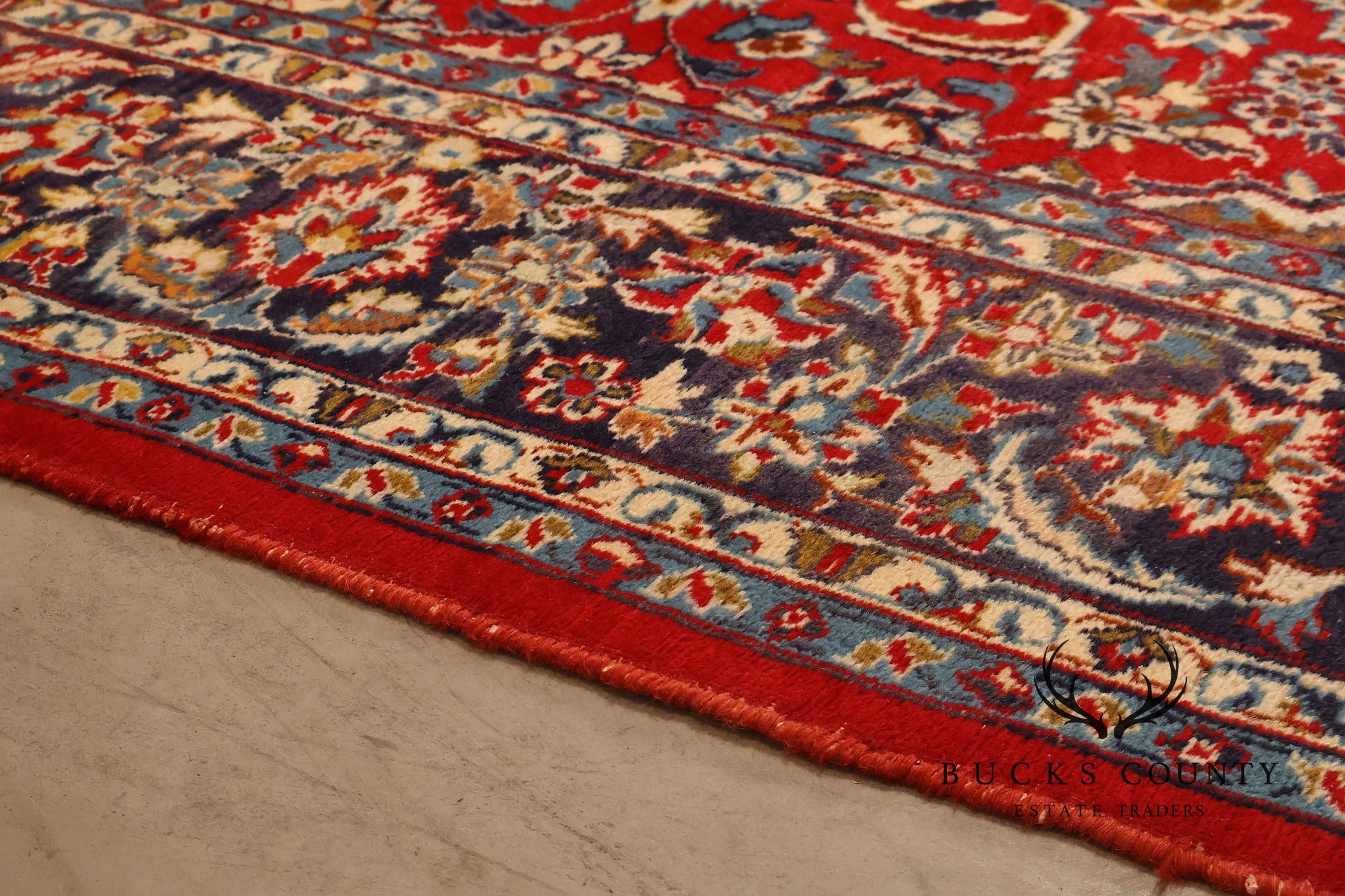 Hand Knotted Persian Style Vintage Wool Area Rug Red Field Floral Medallion