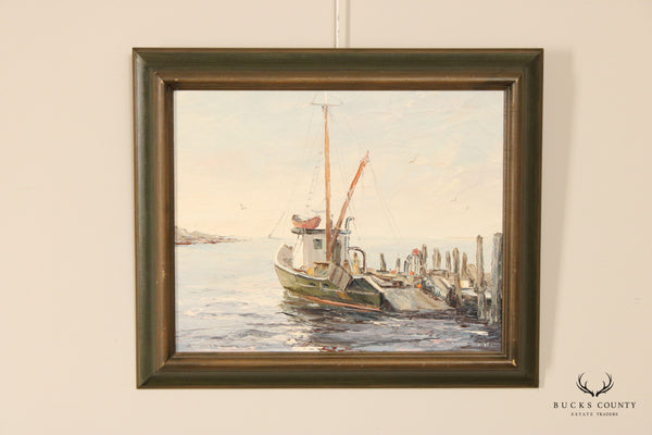 Marilyn H. Dwyer Impressionist Style Nautical Tugboat Oil Painting