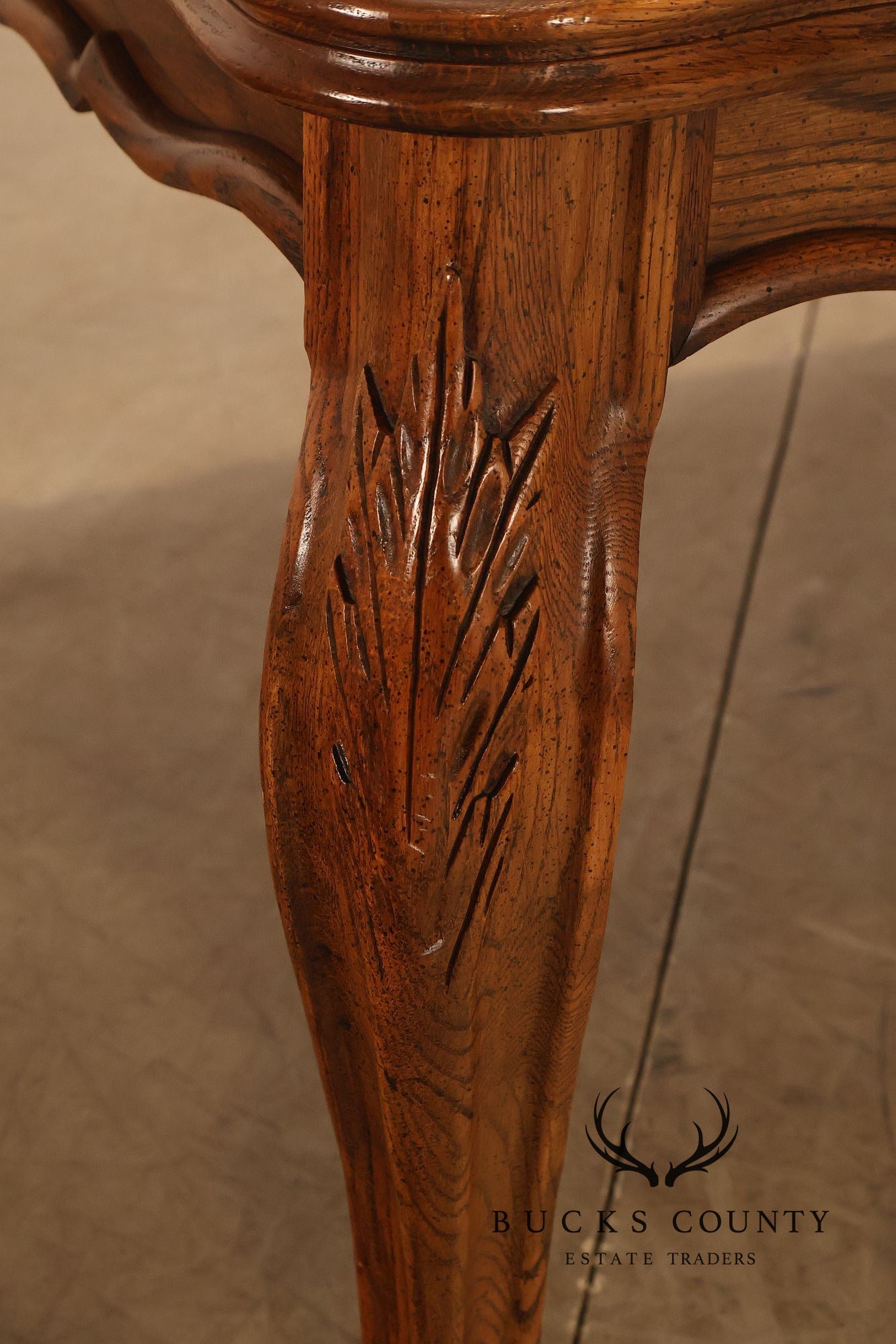 Century French Country Oak Parquet Top Expandable Dining Table With 2 Leaves