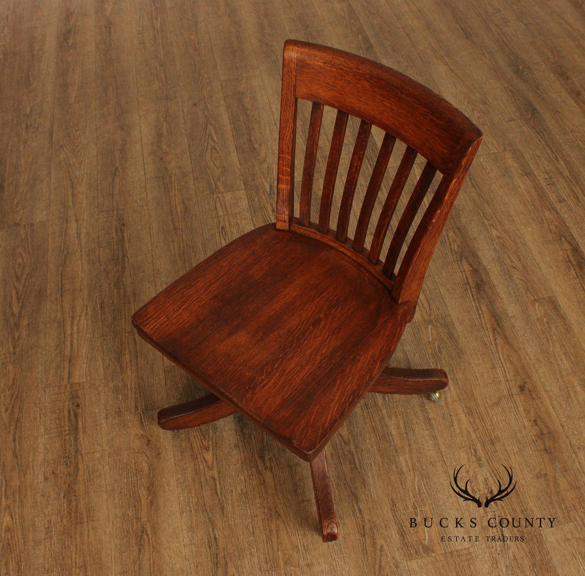 American Style Oak Swivel Banker Office Desk Chair