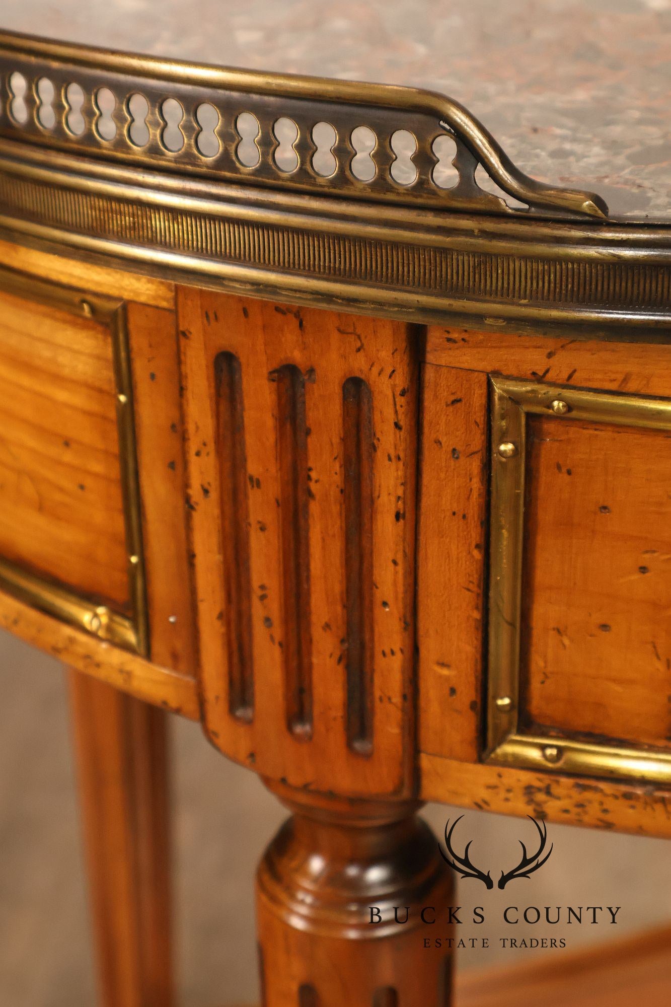 De Bournay French Louis XVI Style Round Marble Top End Table