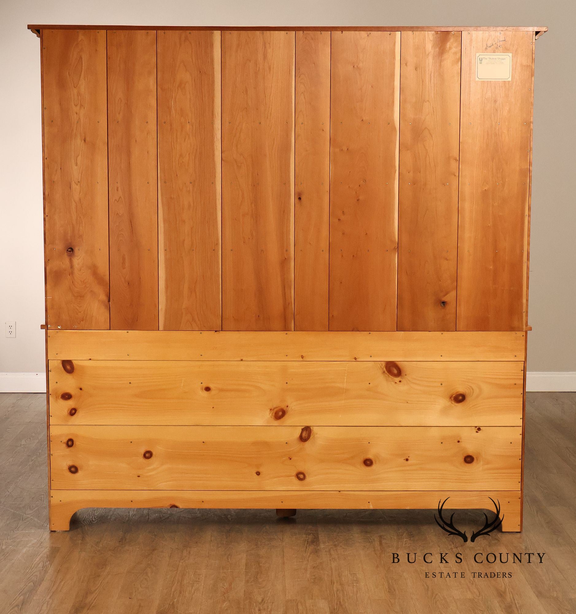Shaker Shoppe Cherry Stepback Cupboard With Glass Door Hutch