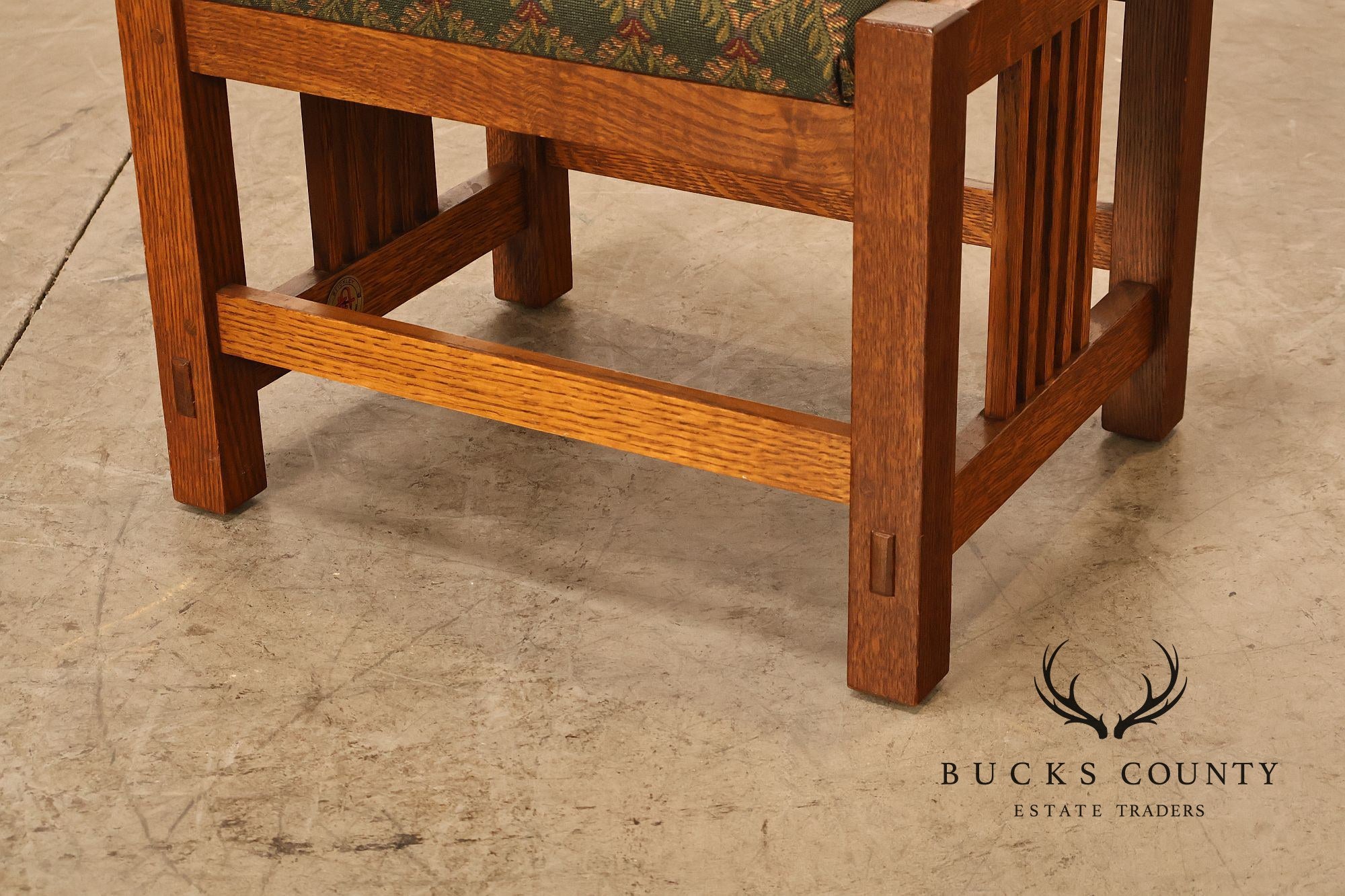 Stickley Mission Collection Oak Spindle Side Footstool Ottoman