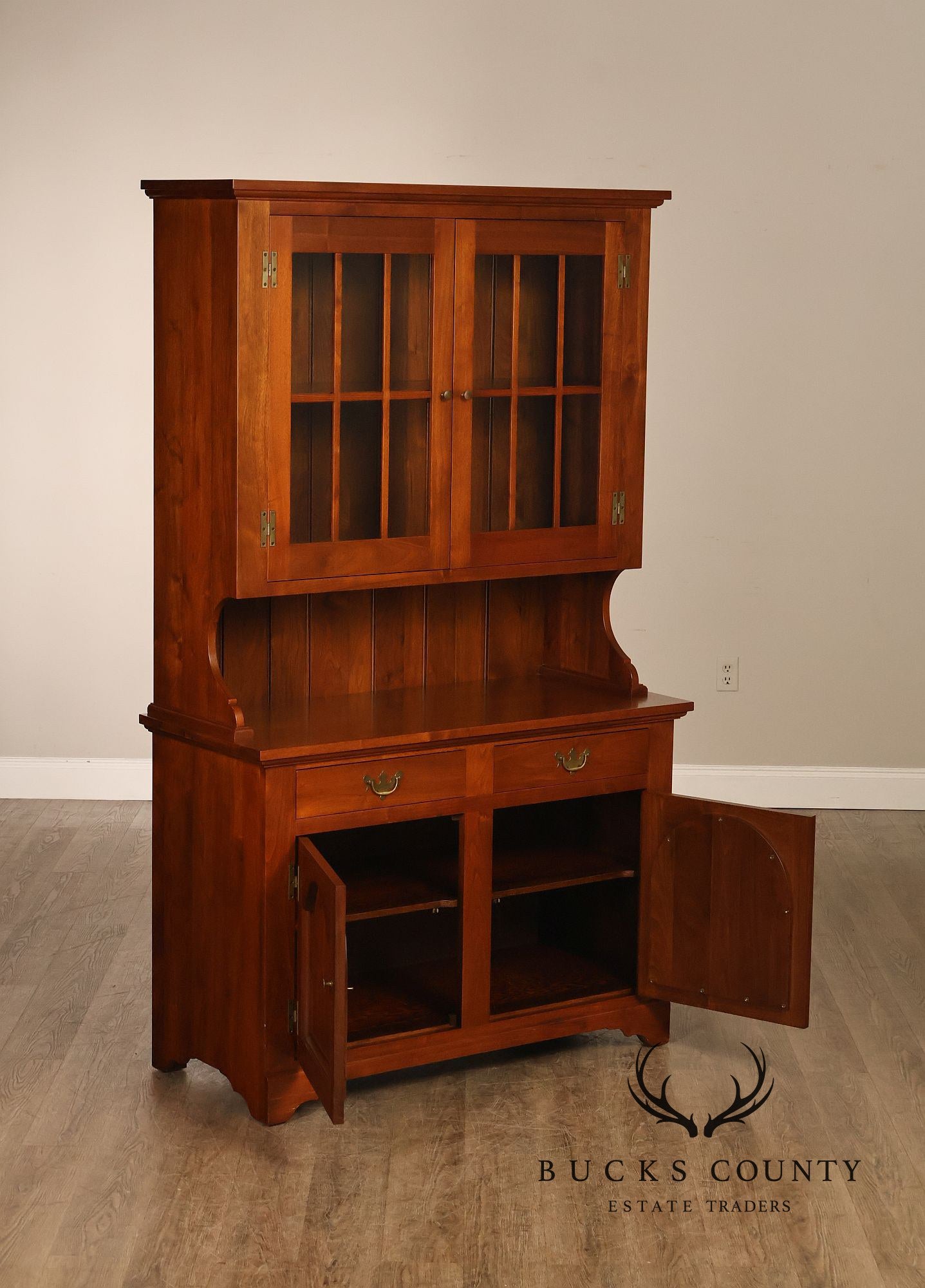 E.A. Clore Bench Made Solid Walnut Step Back Hutch