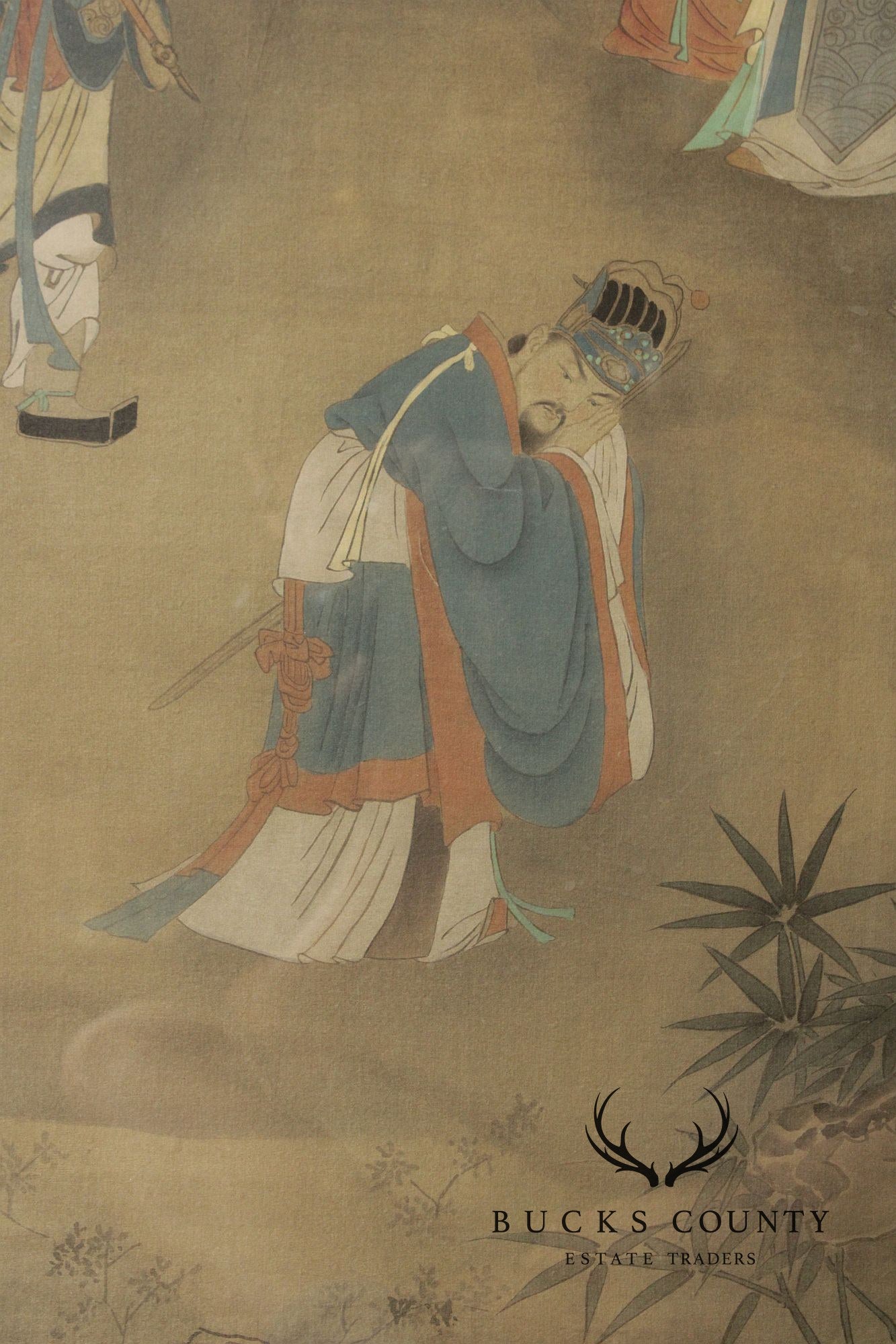 Framed Asian Figural Print After “Refusing The Seat”