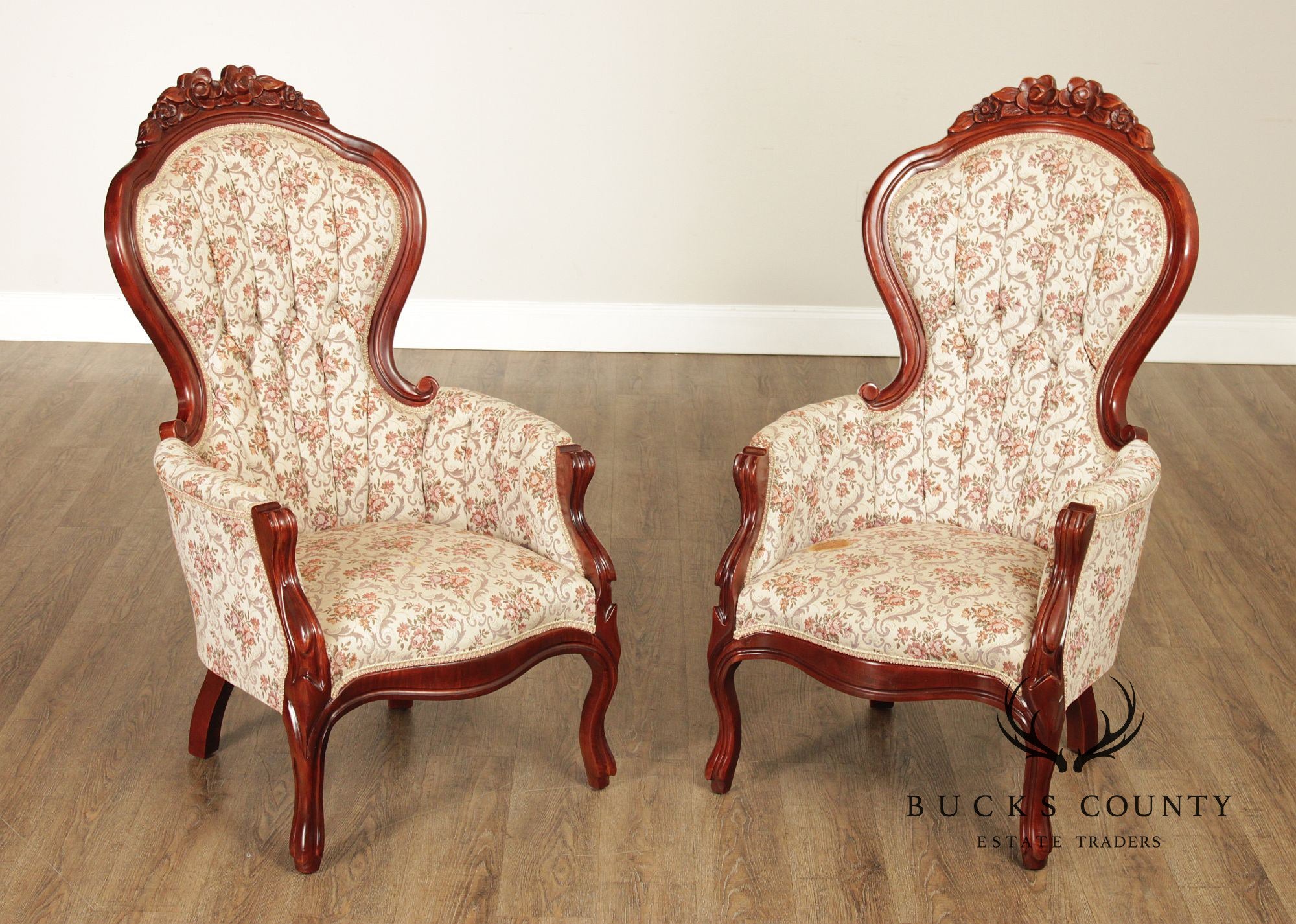 Kimball Furniture Victorian Style Pair of Parlor Armchairs