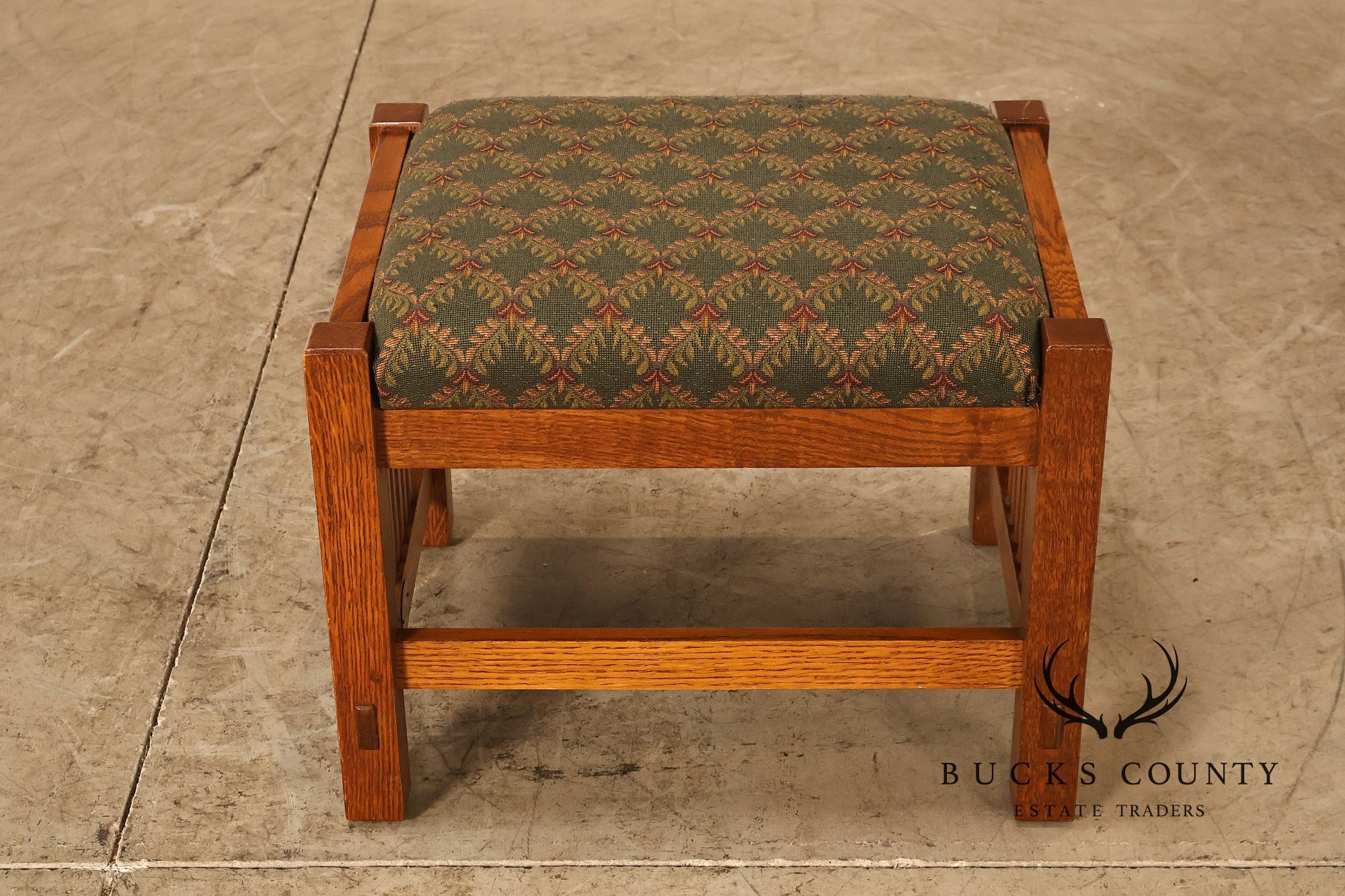 Stickley Mission Collection Oak Spindle Side Footstool Ottoman