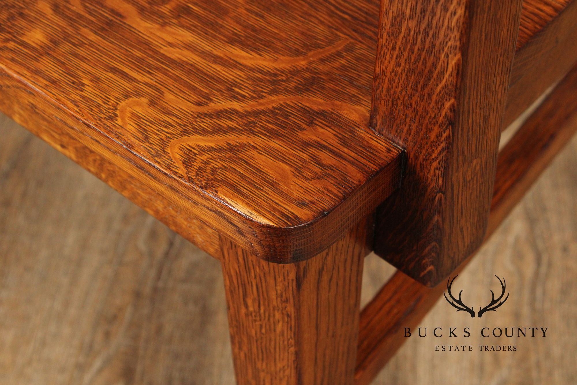 W.H. Gunlocke Antique Oak Courthouse Bench