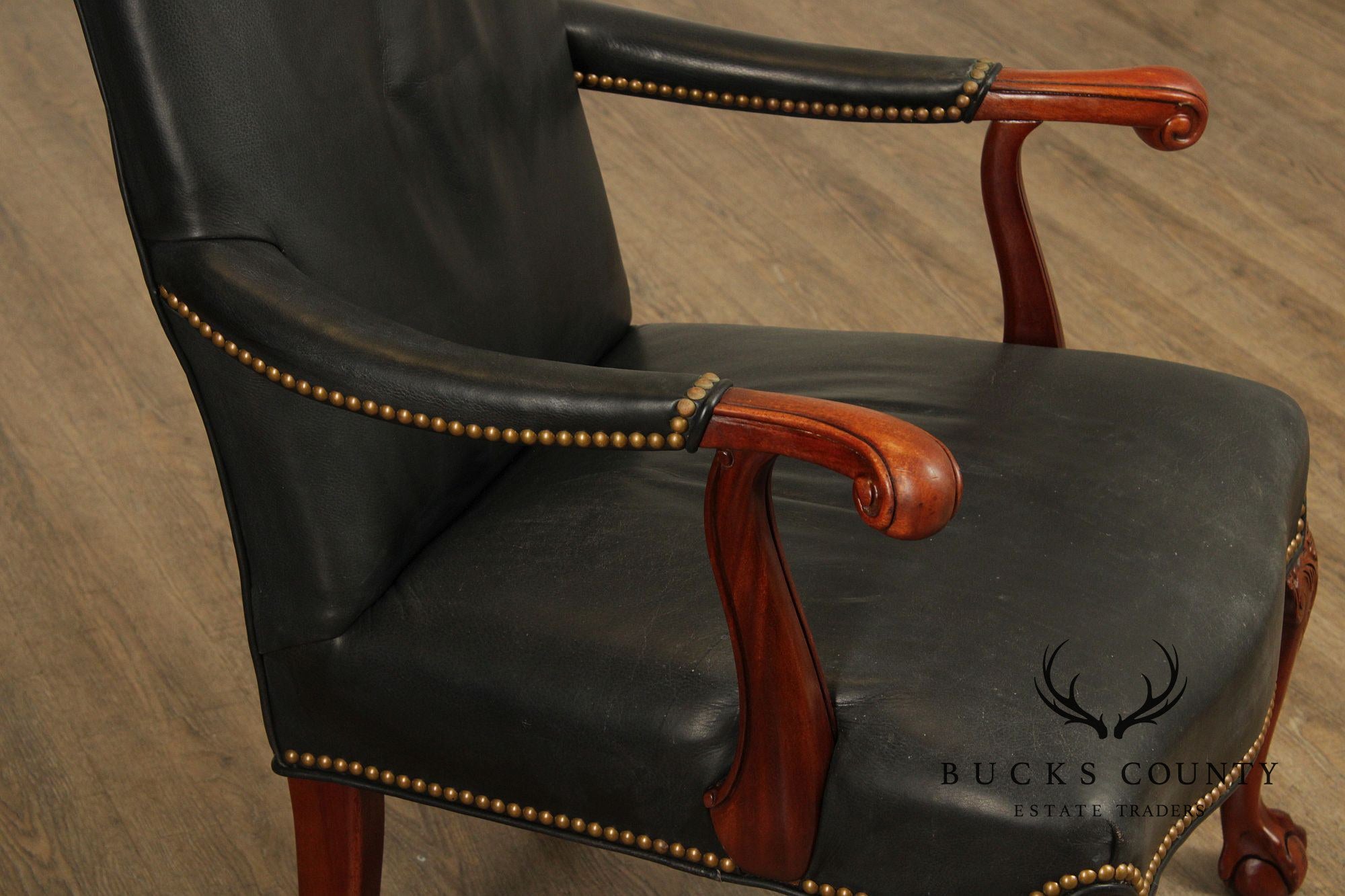 Hickory Chair Georgian Style Leather Library Armchair