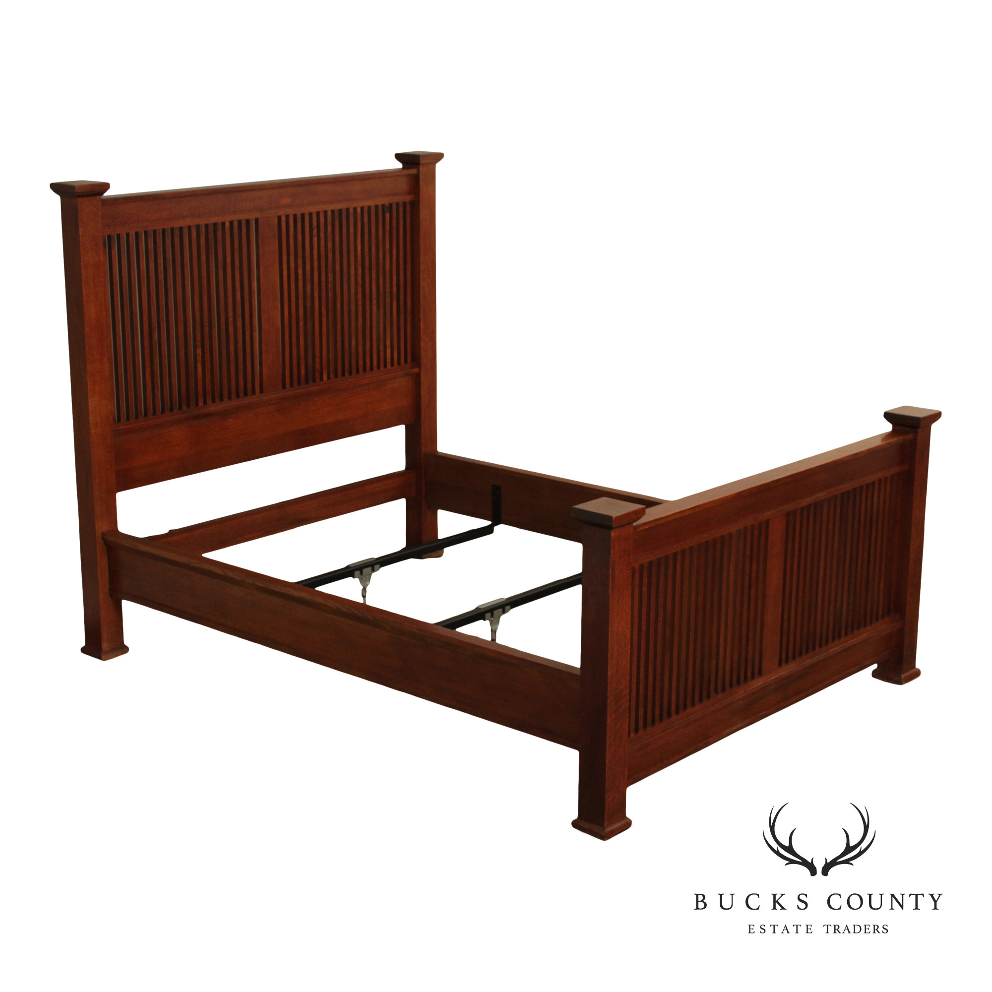 Stickley Mission Collection Queen Size Oak Prairie Spindle Bed
