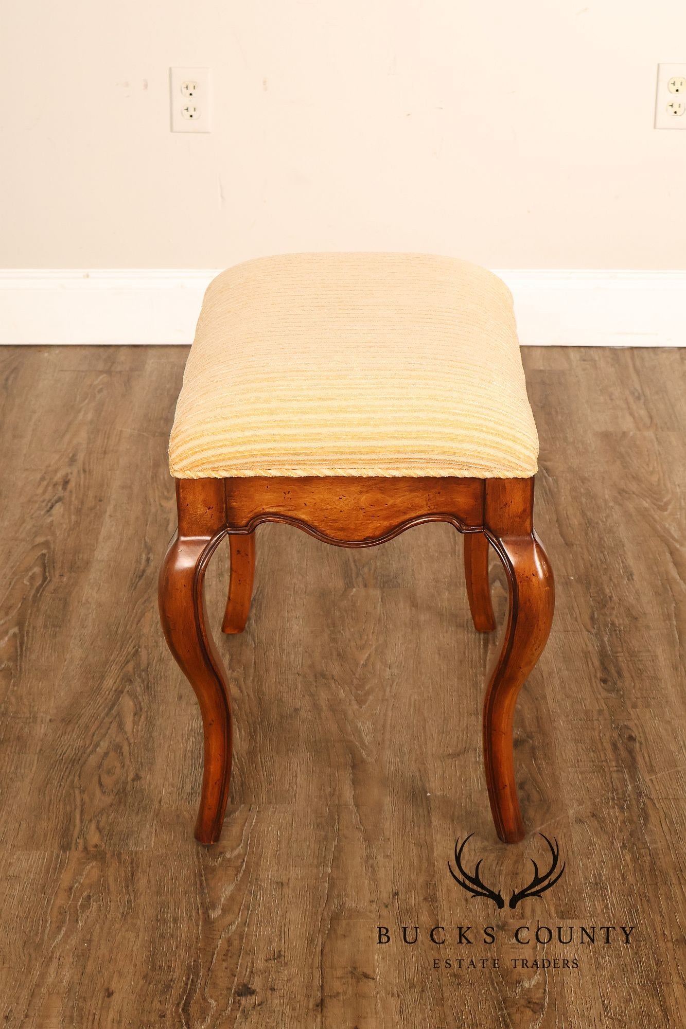 French Louis XV Style Carved Wood Vanity Stool