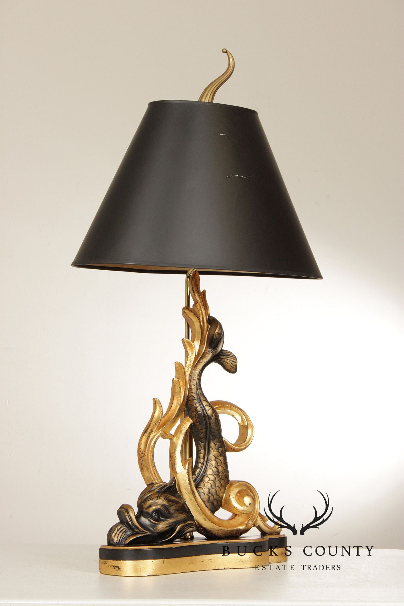 Chelsea House Gilt Carved Dolphin Table Lamp