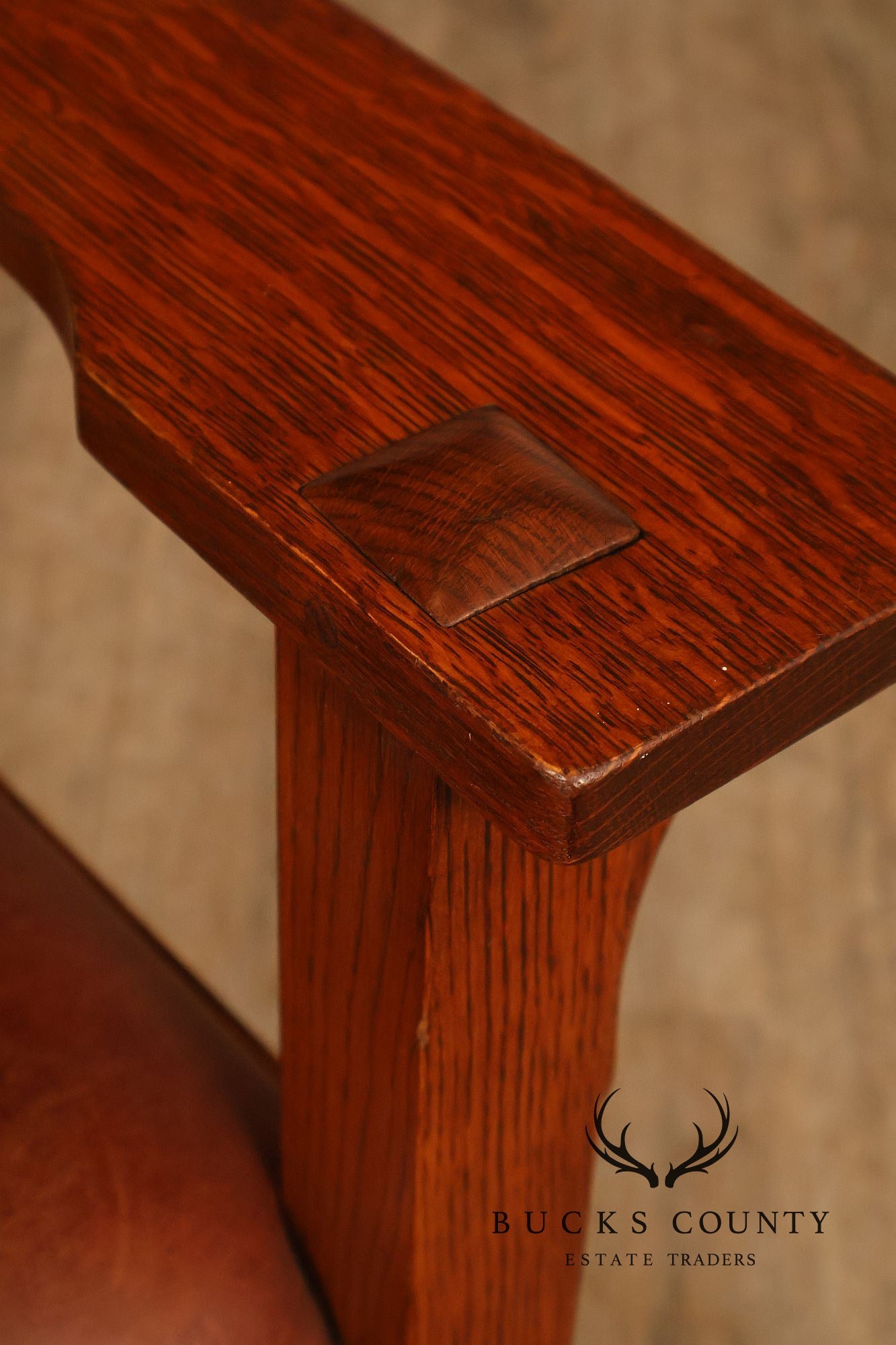 Stickley Mission Collection Set of Six Oak and Leather Dining Chairs