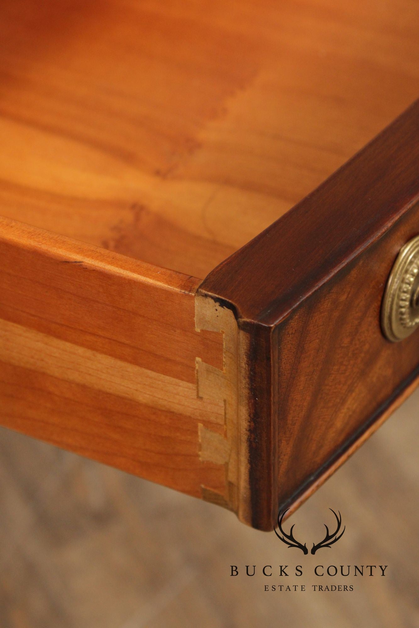 E.J. Victor Regency Style Mahogany Leather Top Oval Partners Desk Writing Table