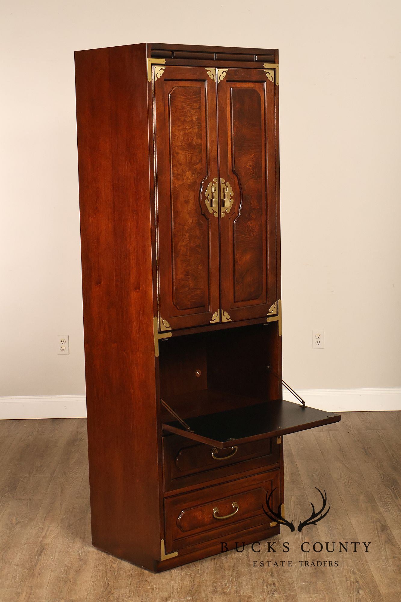 Bernhardt Pair Of Asian Campaign Style Linen Cabinets