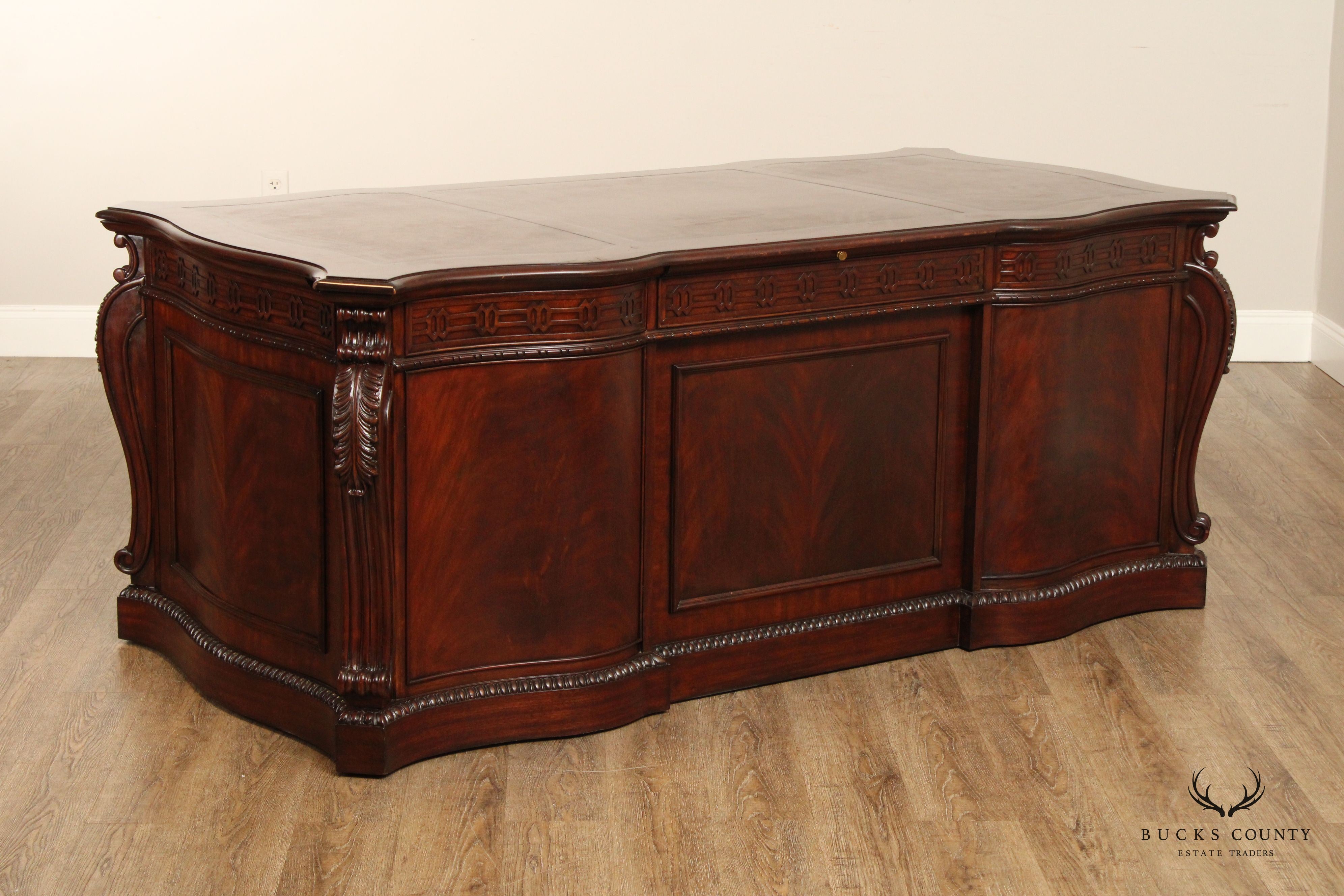 Georgian Style Leather Top Mahogany Executive Writing Desk