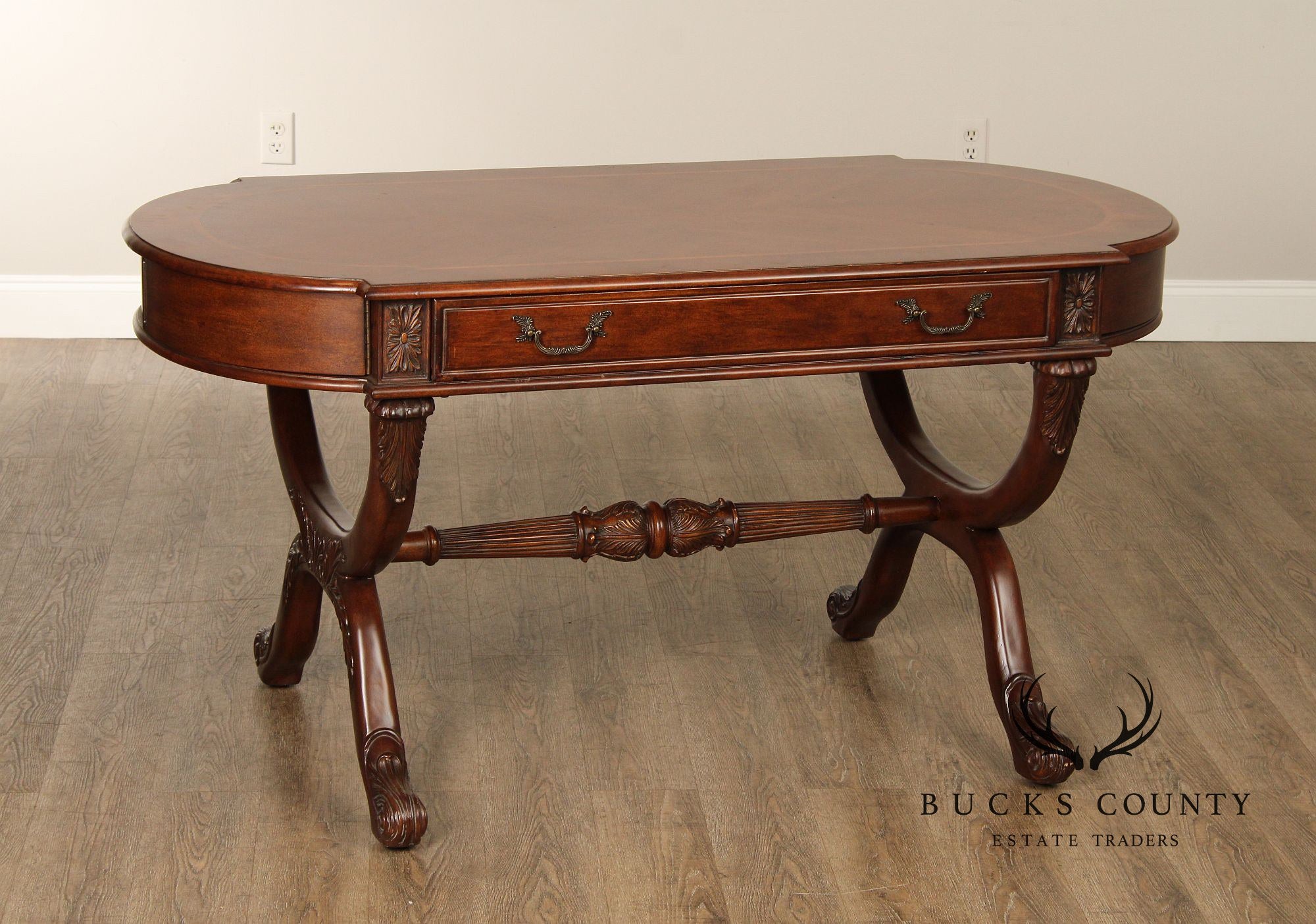 English Regency Style Inlaid Mahogany Writing Desk