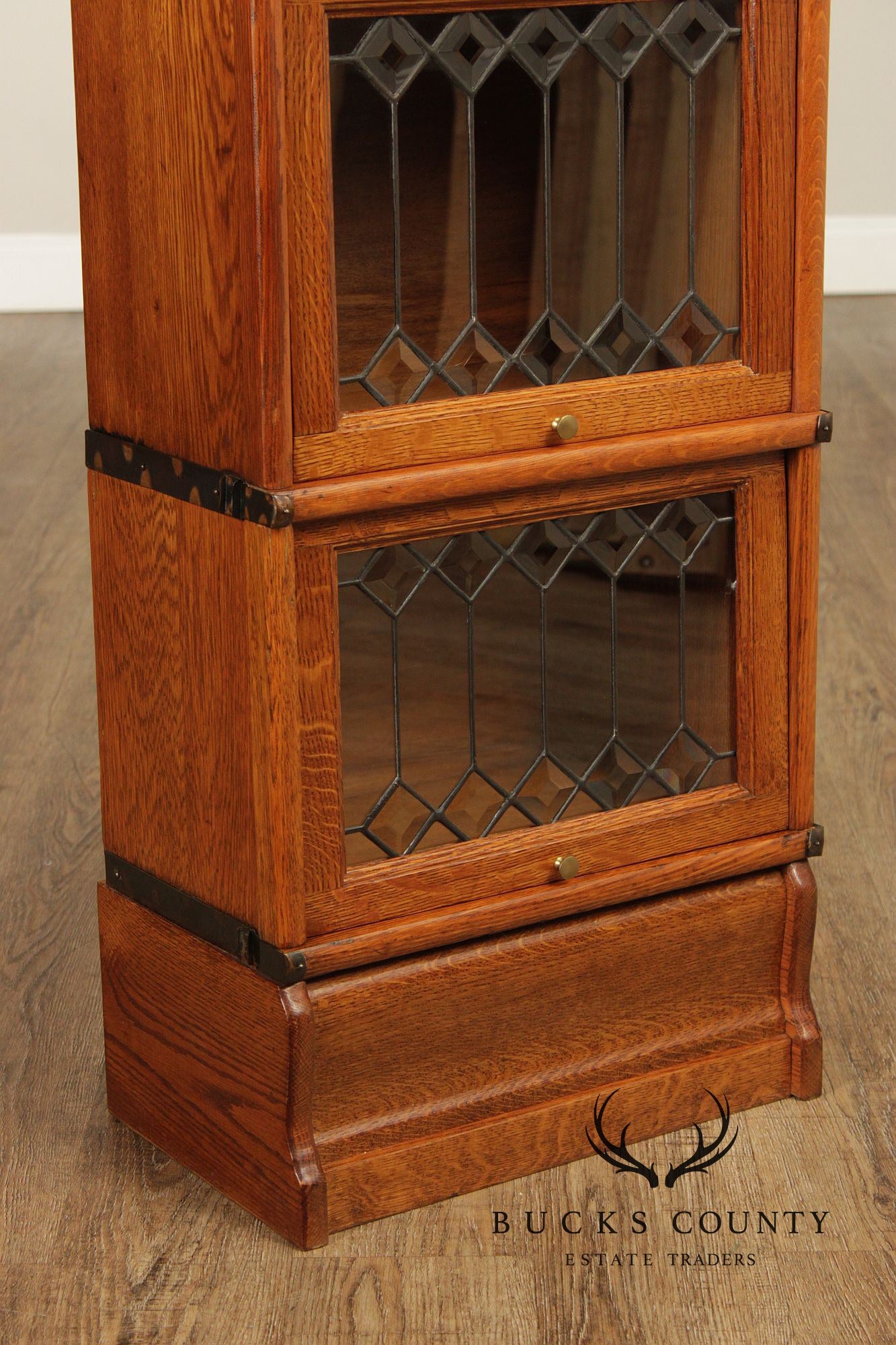 Globe Wernicke Antique Narrow Oak Four-Section Barrister Bookcase