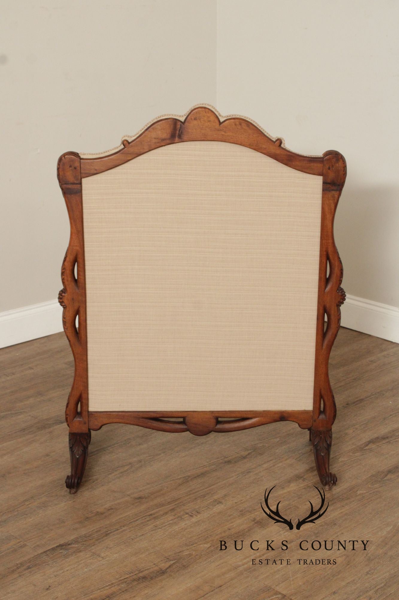 Antique French Louis XVI Style Walnut And Needlepoint Fireplace Screen