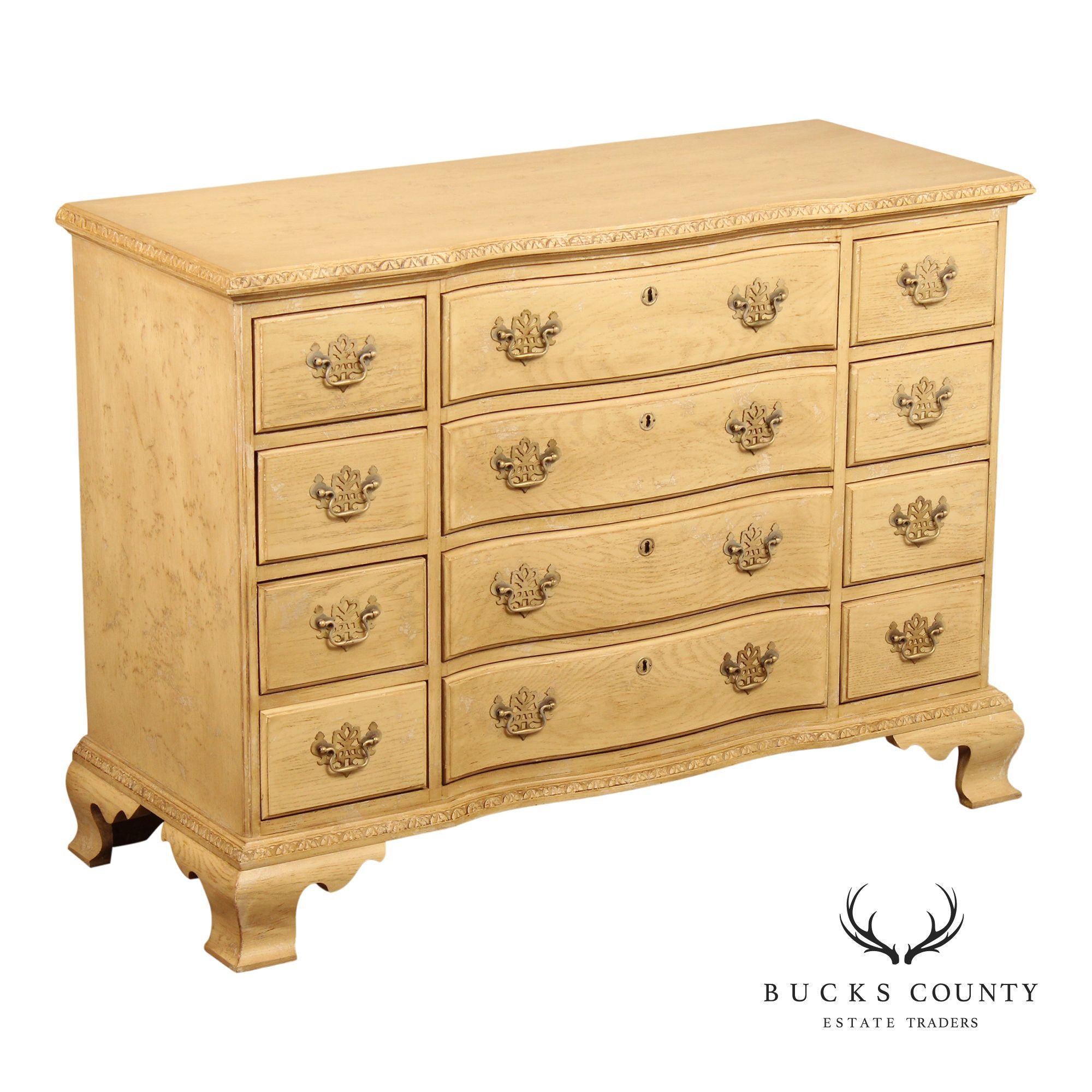 Century Furniture Georgian Style Distress Painted Oak Twelve Drawer Chest