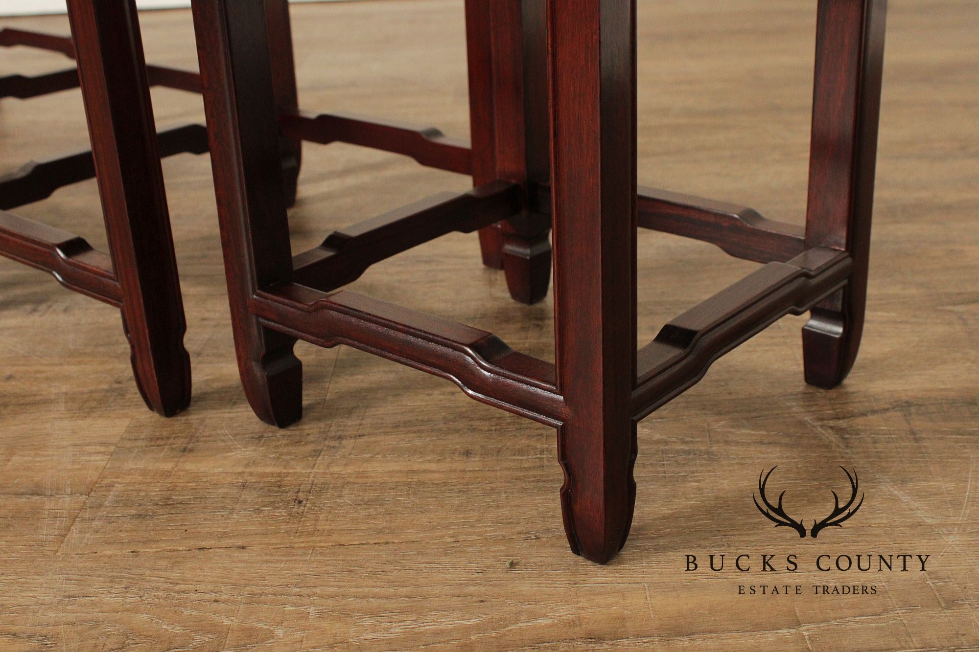 Chinese Vintage Set of Four Carved Rosewood Nesting Tables