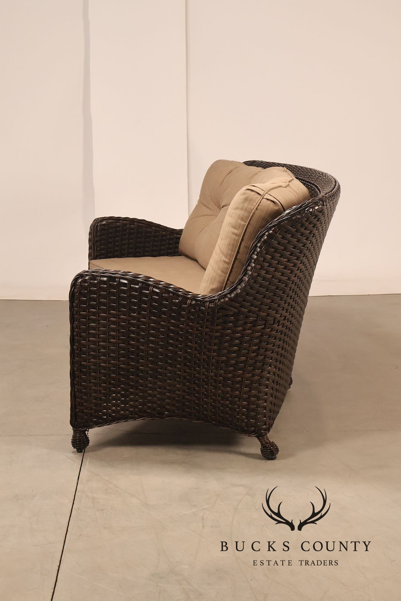 Nothhcape Outdoor Wicker Curved 'Richmond' Patio Sofa With Sunbrella Cushions