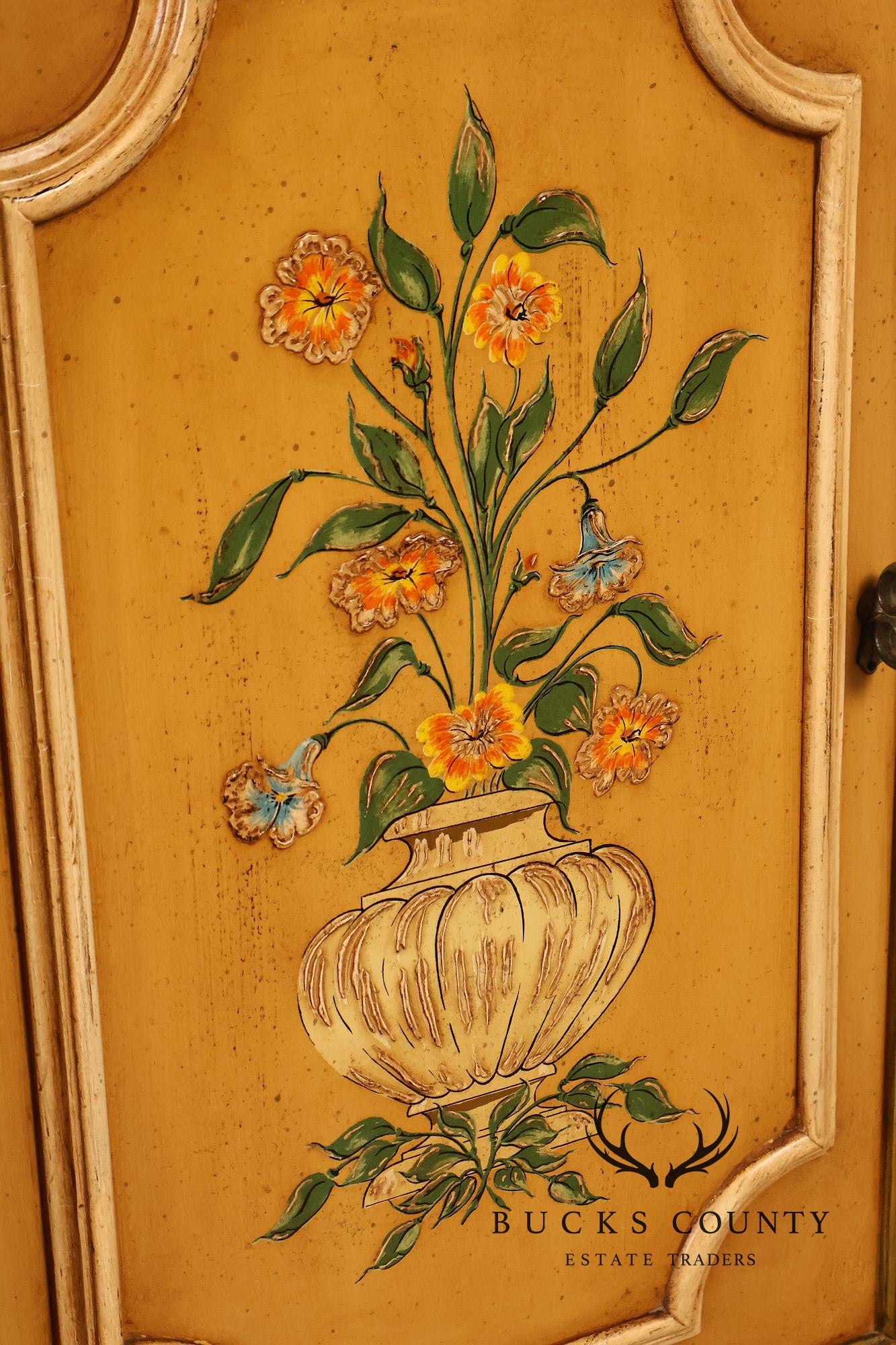 Italian Style Floral Painted Two-Door Sideboard
