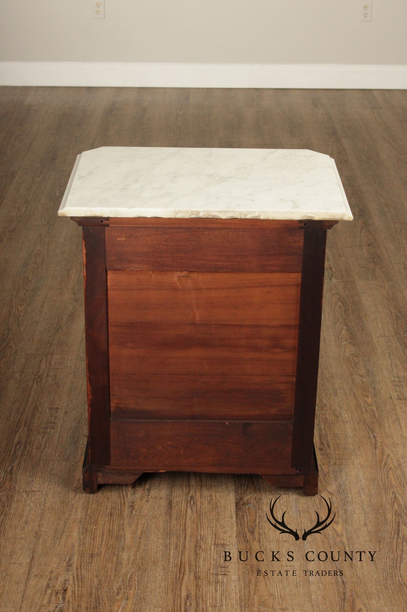 Antique Victorian Marble Top Walnut Nightstand