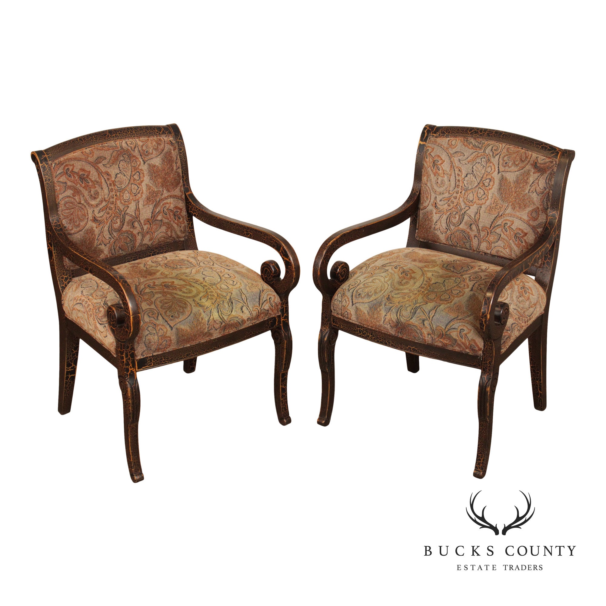 Sam Moore French Empire Style Pair of Armchairs
