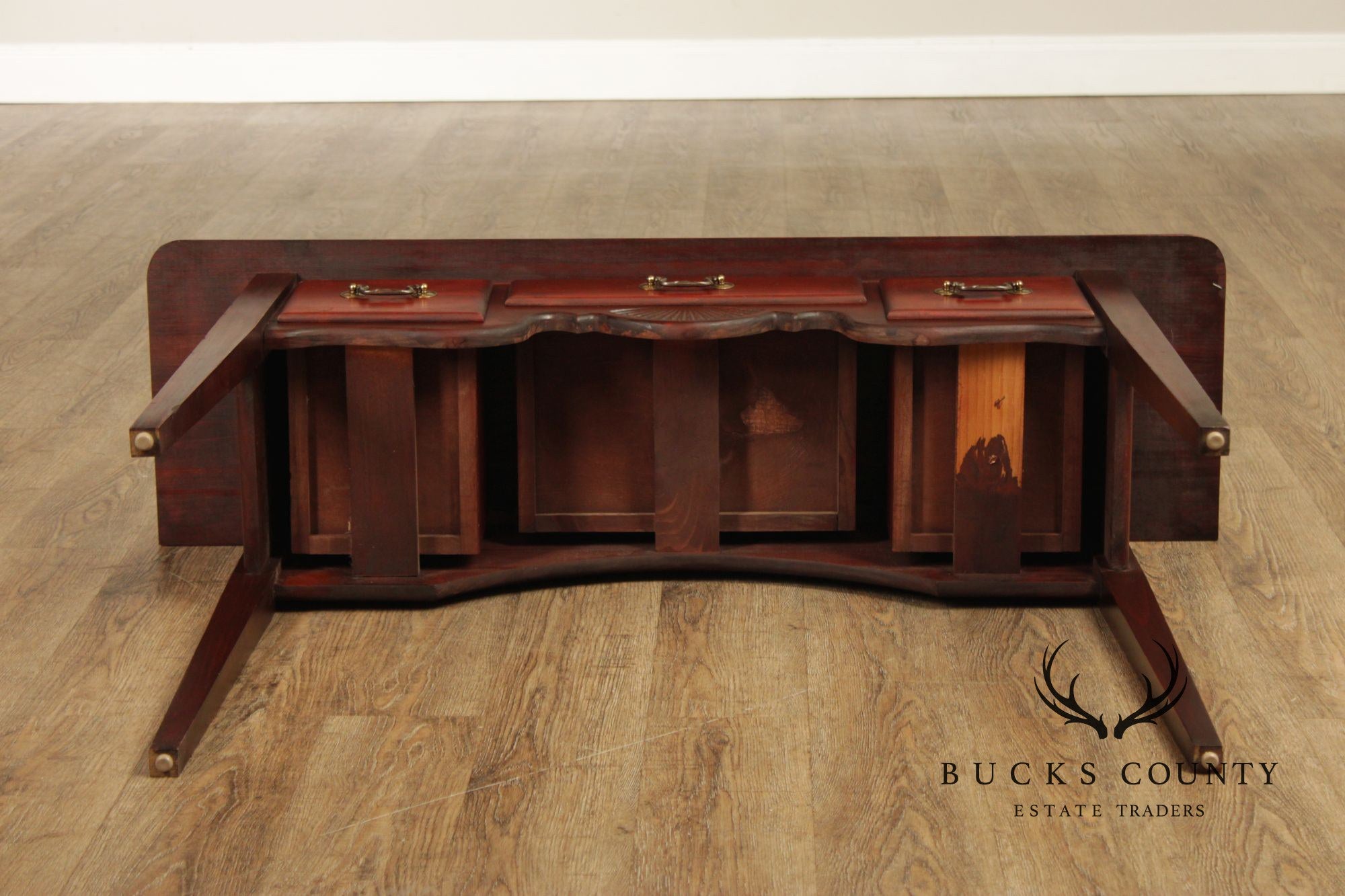 Georgian Style Shell Carved Narrow Console Table