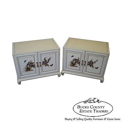 Quality Pair of Hand Painted Asian Style Nightstands