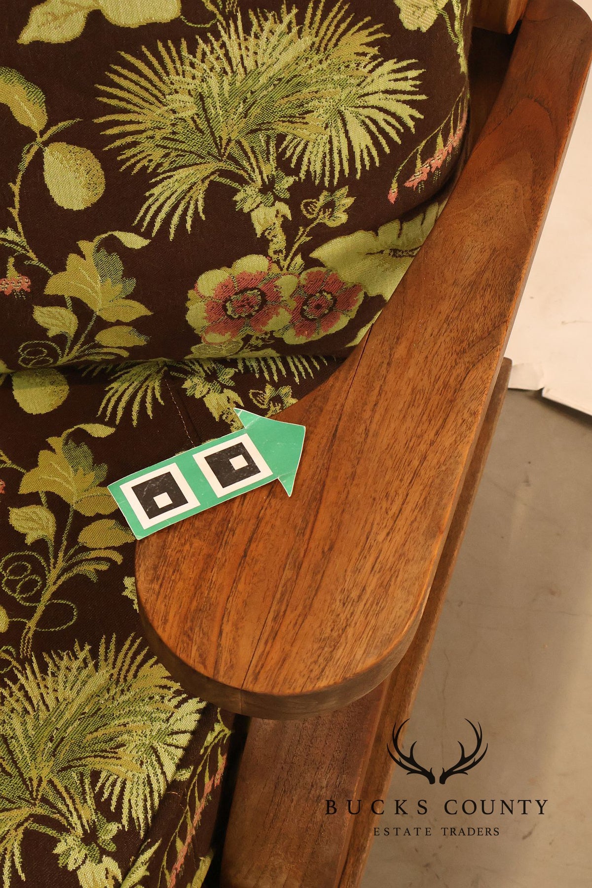 Curved Teak Modular Sofa With Floral Upholstery
