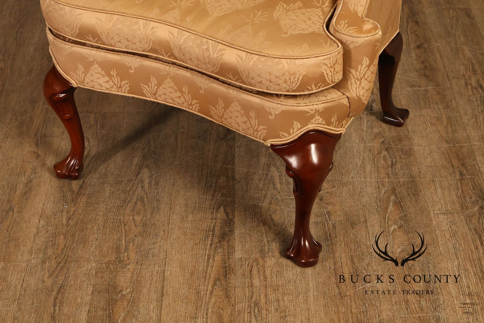 Hickory Chair Chippendale Style Upholstered Wingback Armchair