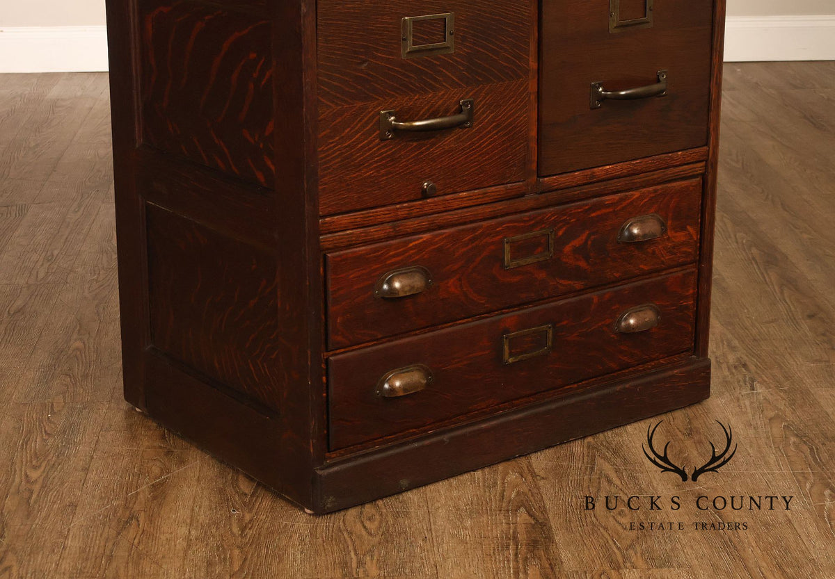Antique Early 1900s Macey Oak Multi-Drawer Stacking Filing Cabinet