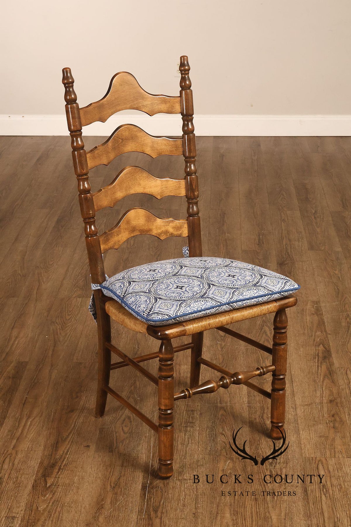Hickory Chair Co. Set Of Six Country Ladder Back Rush Seat Dining Chairs