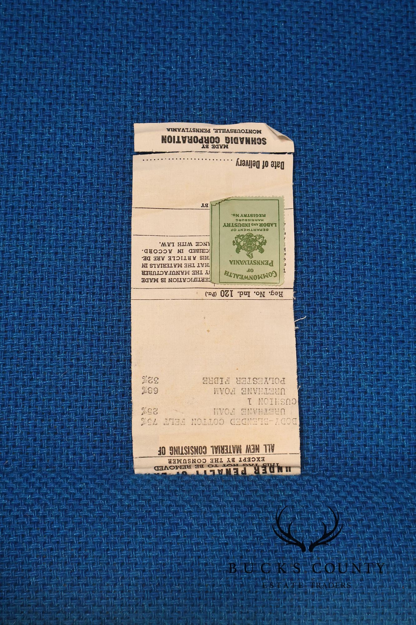 Vintage Schnadig Mid Century Modern Blue Upholstered Tufted Lounge Chair