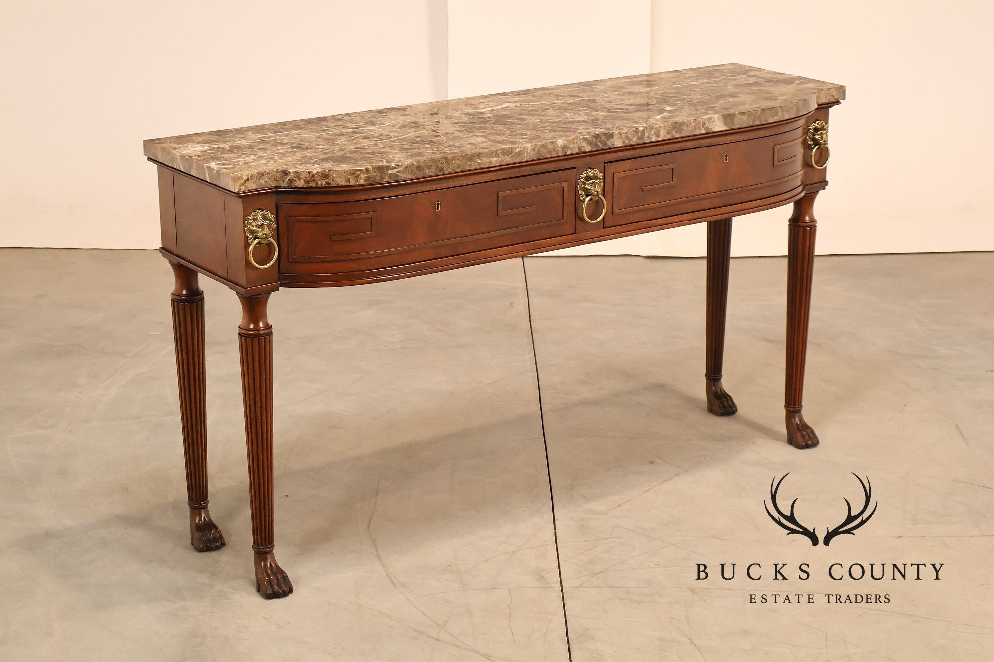 Henredon Historic Natchez Collection Regency Style Mahogany Marble Top Console Table