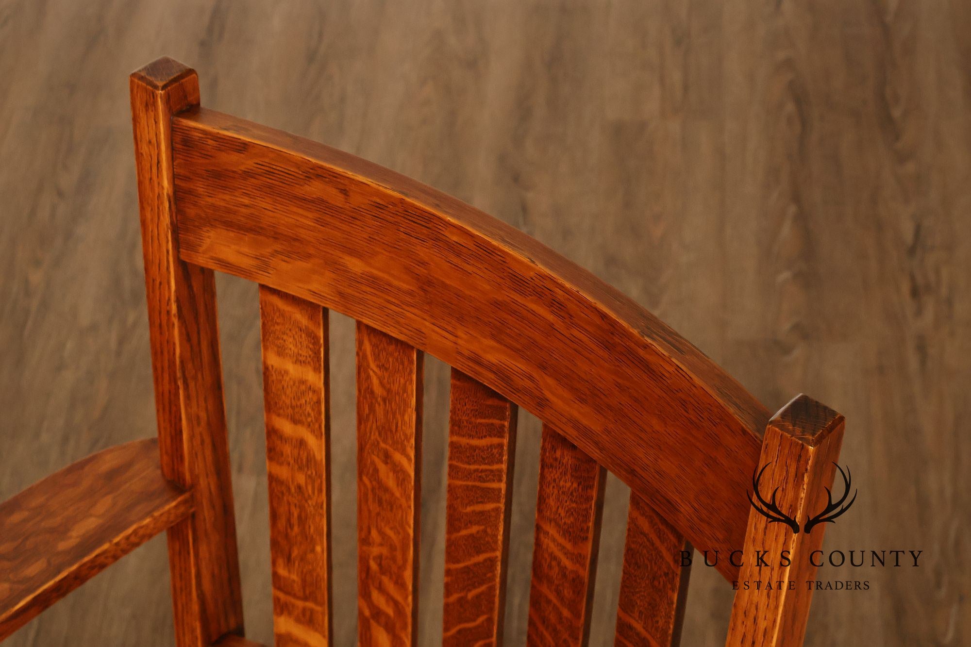 Mission Arts & Crafts Quarter Sawn Oak Armchair With Leather Upholstered Seat